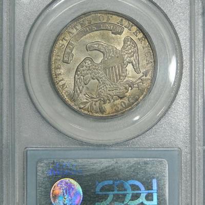 1836 PCGS MS64 Bust Half, lustrous lightly toned piece w/ decent eye appeal Rari