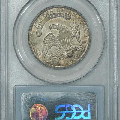 1836 PCGS MS64 Bust Half, lustrous lightly toned piece w/ decent eye appeal Rari