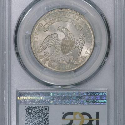1836 PCGS MS63 Bust Half, lustrous lightly toned eye appealing coin, Rarity 4