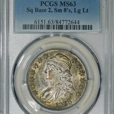 1828 PCGS MS63 PQ Bust Half, fine satiny luster & original surfaces,