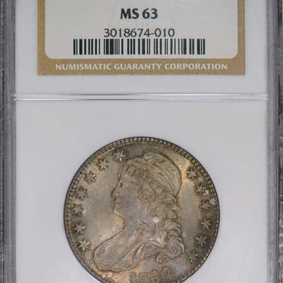 1832 NGC MS63 Bust Half, fine satiny luster & original surfaces, very few marks
