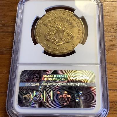 1853-O $20 GOLD LIBERTY DOUBLE EAGLE NGC AU 50