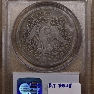 1795 $1 FLOWING HAIR SILVER DOLLAR 3 LEAVES PCGS F 15