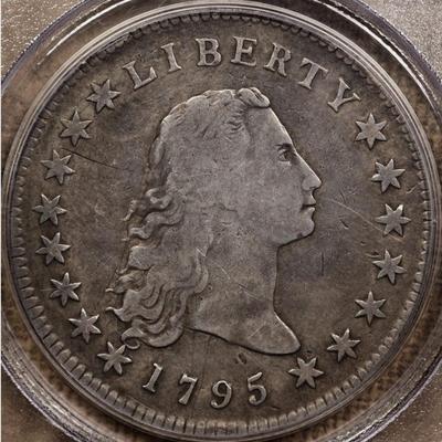 1795 $1 FLOWING HAIR SILVER DOLLAR 3 LEAVES PCGS F 15
