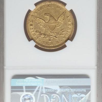 1844-O $10 GOLD LIBERTY HEAD EAGLE NGC AU 55