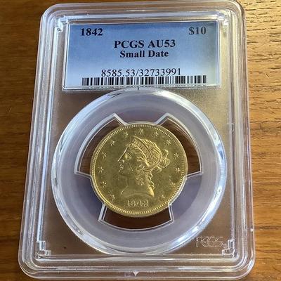 1842 P SMALL DATE $10 GOLD LIBERTY HEAD EAGLE SCARCE LOW MINTAGE 18,623