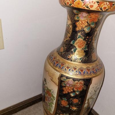 Antique hand painted and embossed Chinese vase