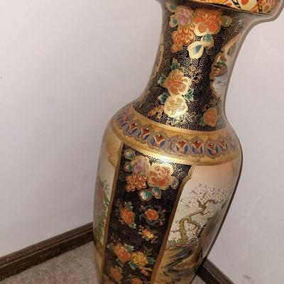 Antique hand painted and embossed Chinese vase