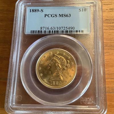 1889-S $10 GOLD LIBERTY EAGLE PCGS MS 63