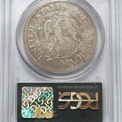 1797 DRAPED BUST SILVER DOLLAR SMALL EAGLE GREEN LABEL PCGS VERY GOOD 10
