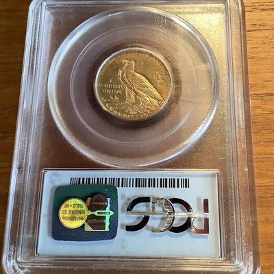 1912 P $5 GOLD INDIAN HEAD HALF EAGLE PCGS MS 62