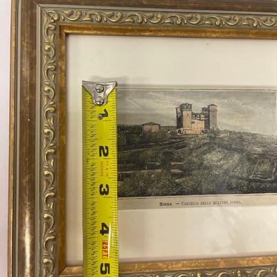 Custom Framed Etching - Siena, Castello Delle Quattro Tori