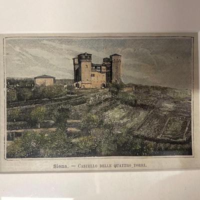Custom Framed Etching - Siena, Castello Delle Quattro Tori