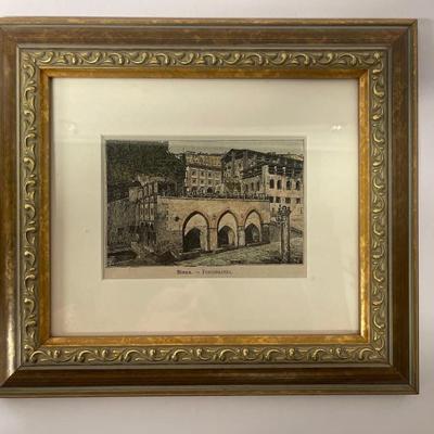 Custom Framed Etching - Siena, Fontebranda