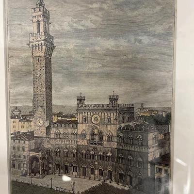 Custom Framed Etching - Siena, Palazzo Comunale