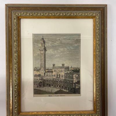 Custom Framed Etching - Siena, Palazzo Comunale