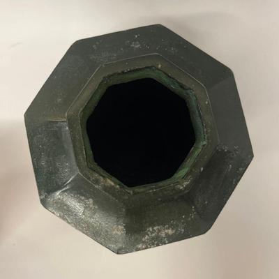 Antique Metal Octagonal Vase