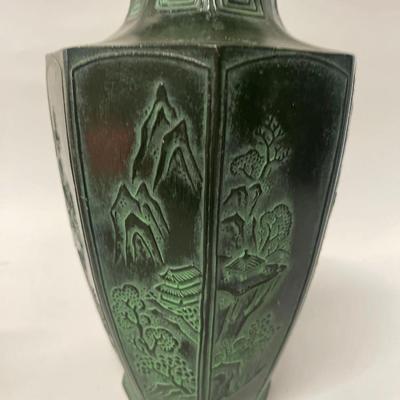 Antique Metal Octagonal Vase