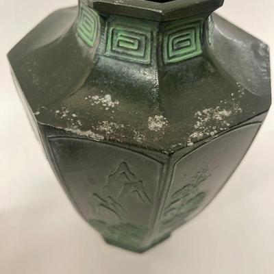 Antique Metal Octagonal Vase
