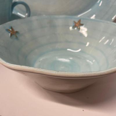 Pottery Barn Blue Ceramic Starfish Serving Dishes