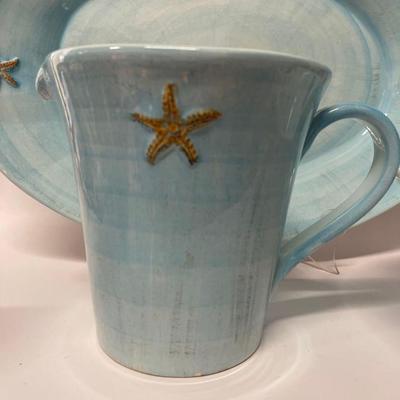 Pottery Barn Blue Ceramic Starfish Serving Dishes
