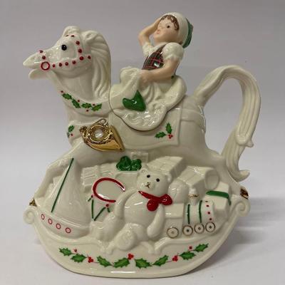 Lenox Holiday Elf And Rocking Horse Teapot