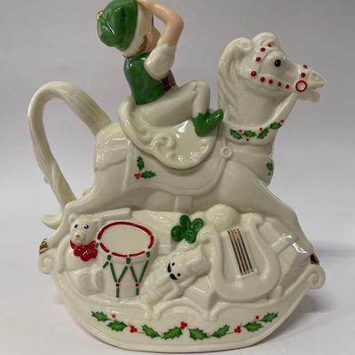 Lenox Holiday Elf And Rocking Horse Teapot