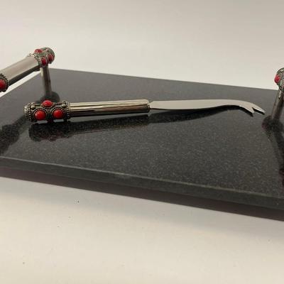 Marble Cheese Set with Coral Accents