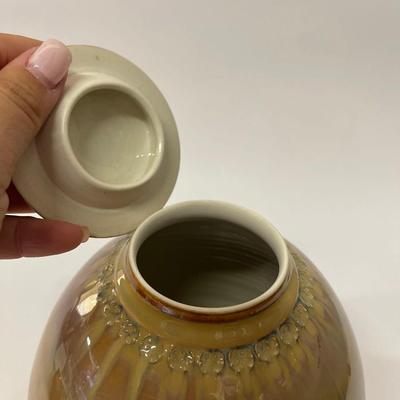 Studio Signed Pottery Vessel with Lid