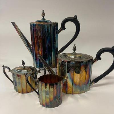 Vintage Lunt Silverplate Holloware 4 Piece Tea Set, Paul Revere Pattern