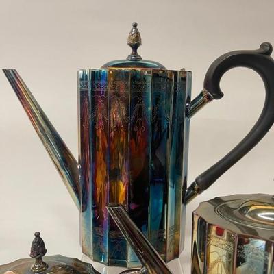Vintage Lunt Silverplate Holloware 4 Piece Tea Set, Paul Revere Pattern