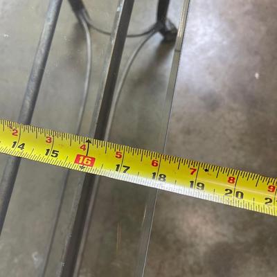 Glass Top Console Table with Scrolling Metal Base