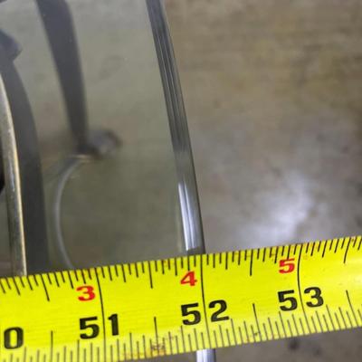 Glass Top Console Table with Scrolling Metal Base