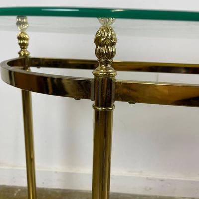 Brass Demilune Console Table With Glass Top