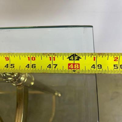 Brass Demilune Console Table With Glass Top