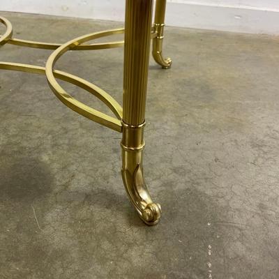 Vintage Brass Cocktail Table With Scalloped Glass Top