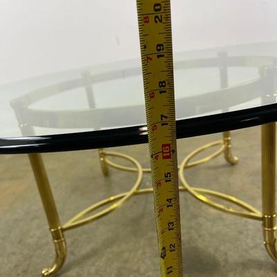 Vintage Brass Cocktail Table With Scalloped Glass Top