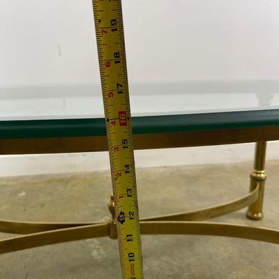 Oval Brass Coffee Table with Glass Top