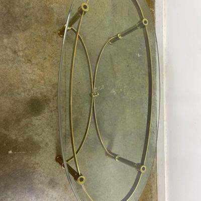 Oval Brass Coffee Table with Glass Top