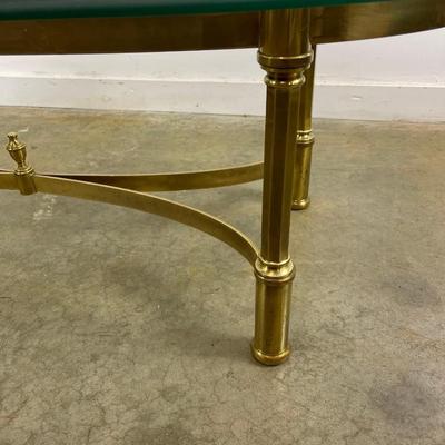 Oval Brass Coffee Table with Glass Top