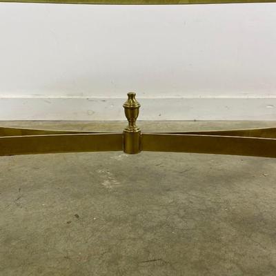 Oval Brass Coffee Table with Glass Top