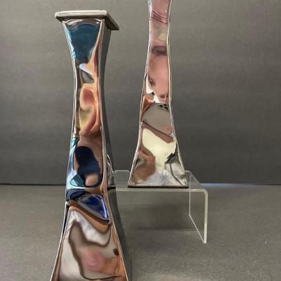 Vintage Michael Aram Twisted Metal Candlesticks, Signed