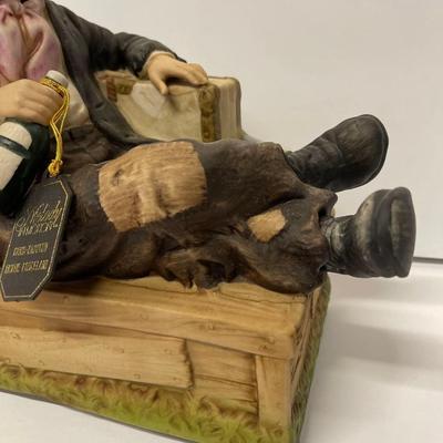 Vintage 1985 Waco Melody In Motion Hand Painted Bisque Porcelain Music Box “Willie the Hob”