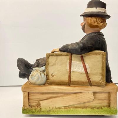 Vintage 1985 Waco Melody In Motion Hand Painted Bisque Porcelain Music Box “Willie the Hob”