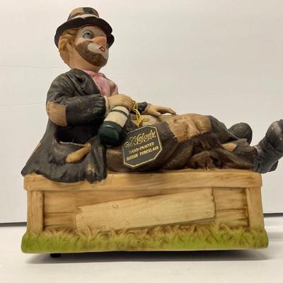 Vintage 1985 Waco Melody In Motion Hand Painted Bisque Porcelain Music Box “Willie the Hob”