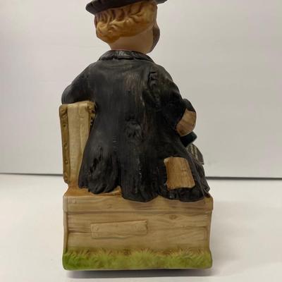 Vintage 1985 Waco Melody In Motion Hand Painted Bisque Porcelain Music Box “Willie the Hob”