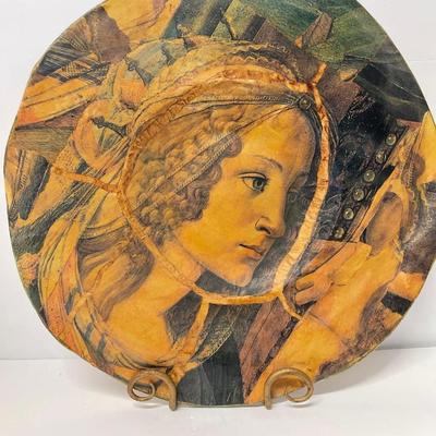 Pair of Decorative Prints on Wood Plates