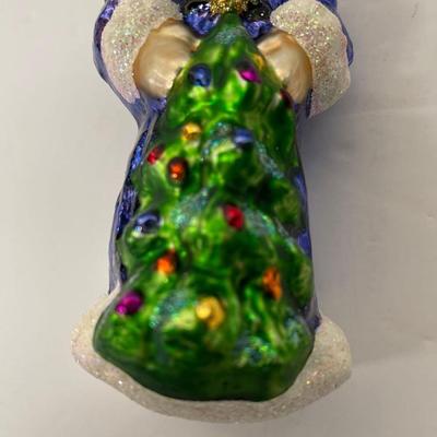 Vintage Christopher Radko Sapphire Santa Glass Ornament