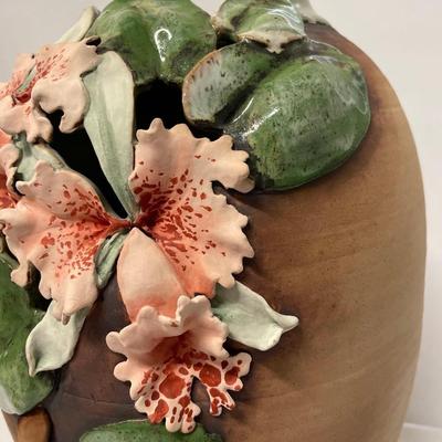 Vintage Old Patagonia Pottery Vase With Flowers
