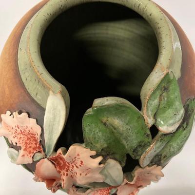 Vintage Old Patagonia Pottery Vase With Flowers